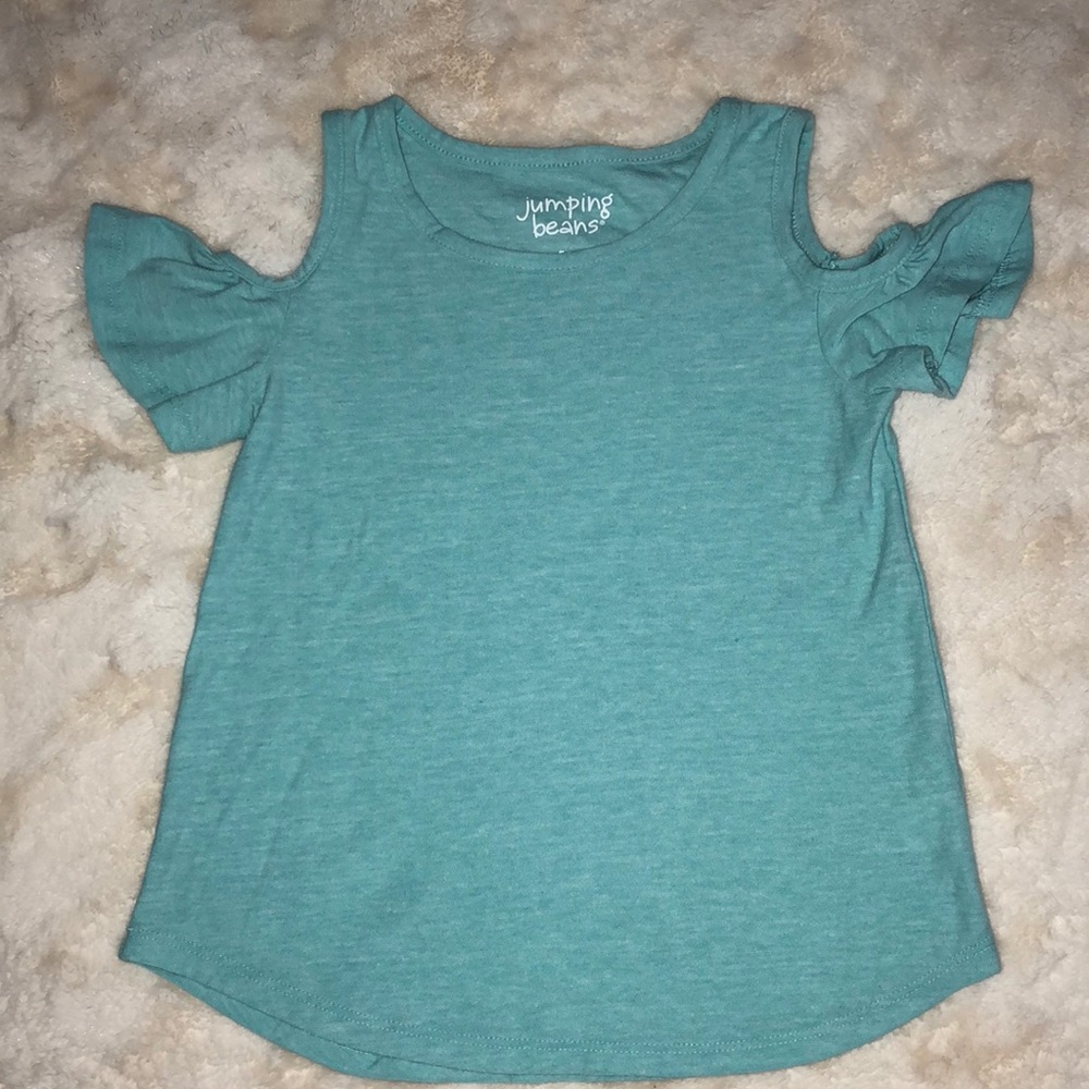 Blue cold shoulder short sleeve tee